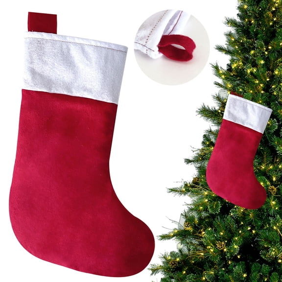 Clearance Christmas Stockings, 14 Inch Red Felt Xmas Stockings, Large Xmas Stockings with Hanging Loop for Holiday Fireplace Mantel Christmas Tree Holiday Home Hanging Decor