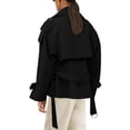 thumbnail image 4 of Spring Fall Women Long Sleeve Solid Double Breasted Lapel Trench Coat with Belt, 4 of 5
