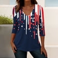 thumbnail image 3 of JTZGDY 4th of July Tops for Women Fashion USA Flag Printed Summer 3/4 Sleeve V Neck Graphic Tunic Blouse Loose Fit Casual Holiday Patriotic Shirts Black#02 XXXL, 3 of 8