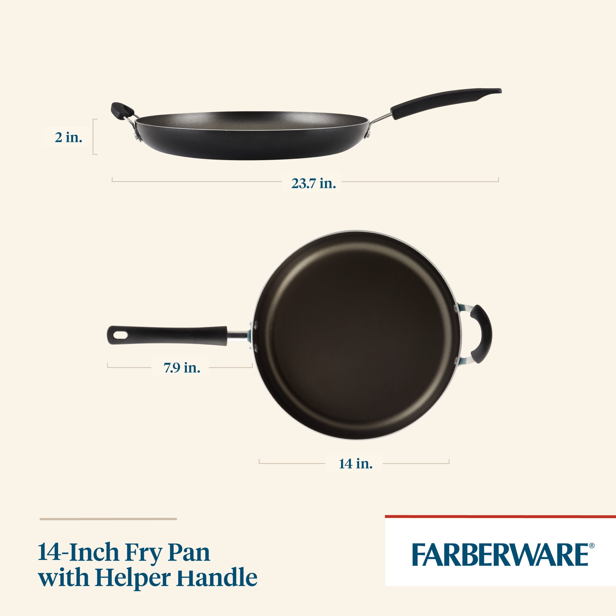 Farberware Glide Deep Nonstick Frying Pan / Fry Pan / Skillet with Helper  Handle - 12.5 Inch, Black