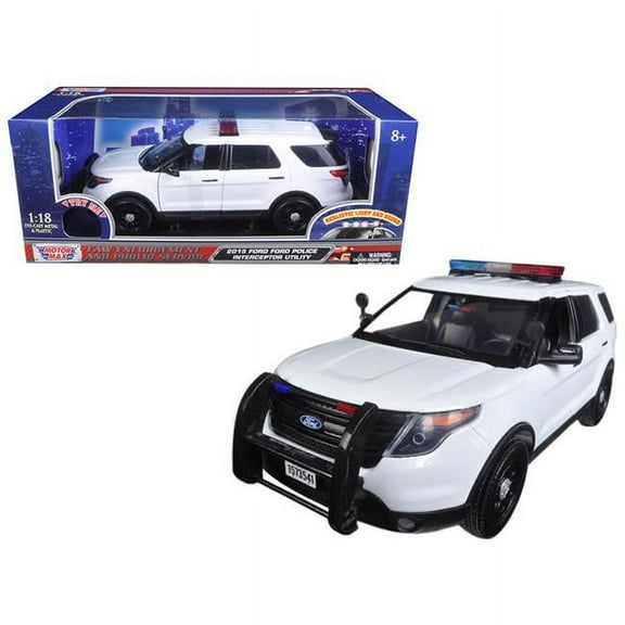 Motormax Toy  1-18 2015 Ford Police Interceptor Utility Diecast Model Car with Front & Rear Lights & 2 Sounds - White