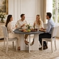 thumbnail image 4 of Leovanni Modern 47" 5-Piece Solid Wood Round Dining Table Set with 4 Upholstered Chairs, Pedestal Base Kitchen & Dining Room Set, Gray, 4 of 8