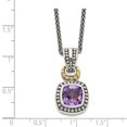 thumbnail image 2 of 925 Sterling Silver With Real 14kt Antiqued Amethyst Necklace; 18 inch; Lobster Clasp; for Adults and Teens; for Women and Men, 2 of 2