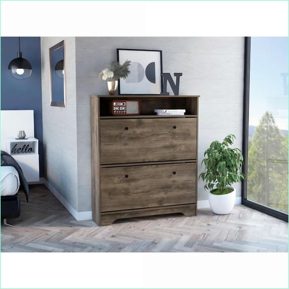 Shoe Rack, Brandford 3-Shelf with Superior Top | Brown | Engineered Wood