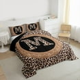 thumbnail image 3 of Feelyou Leopard Print Full Size Comforter Sets, Initial M Letter Bedding Sets, 3pcs, 3 of 8