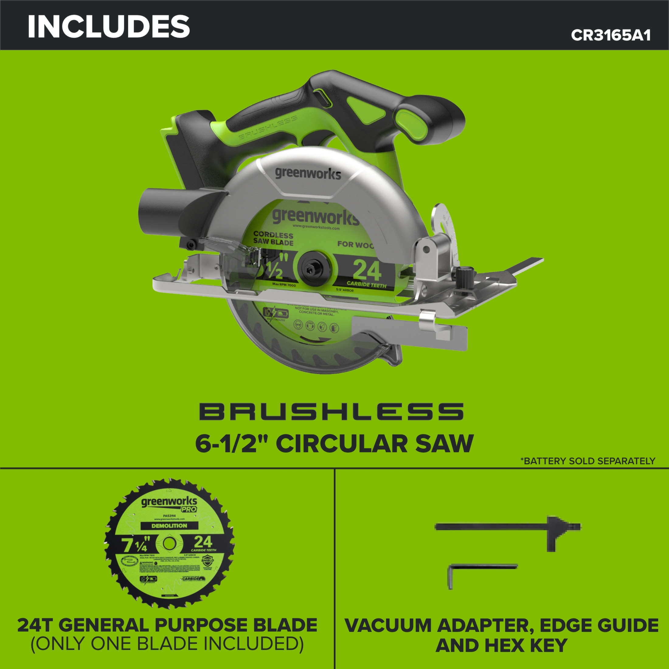 Greenworks 24V Cordless Circular Saw, 6-1/2-Inch PowerAll photo 8