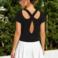 thumbnail image 6 of Jinhomg Women's Summer Open Back Tops Criss Cross Cut Out Backless Tee Short Sleeve Casual T Shirt Black XXL, 6 of 8