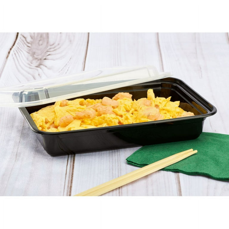  Karat 16oz PP Injection Molded Microwaveable Black Food  Containers with lids : Health & Household