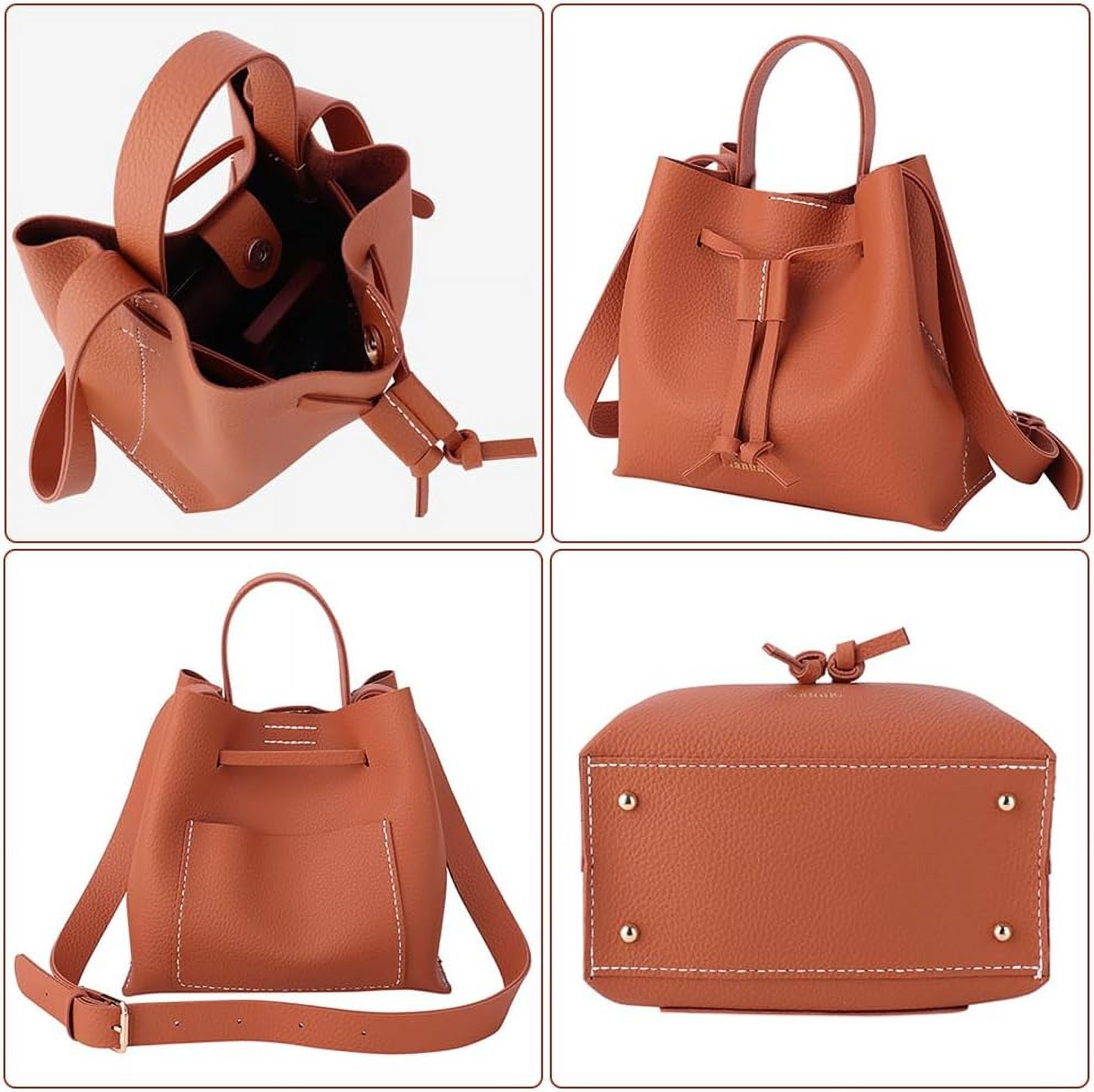 DIY Shoulder Bag Making Kits Imitation Leather Handmade Drawstring Bucket Bag Making All Materials Hand Sewing Handbag Making Set