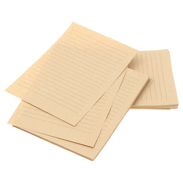50 hojas de papel de papelería vintage con rayas kraft, papel de carta retro para caligrafía y escritura a mano (tamaño A5)