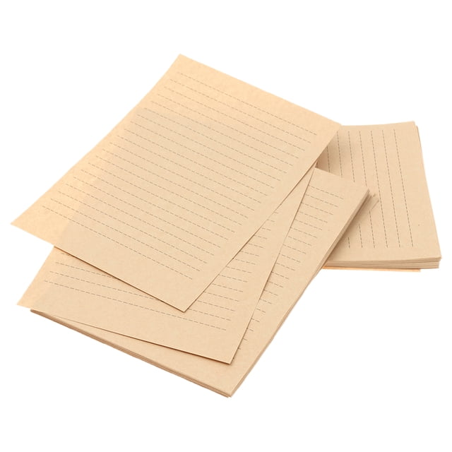 50 hojas de papel de papelería vintage con rayas kraft, papel de carta retro para caligrafía y escritura a mano (tamaño A5)