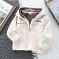 thumbnail image 2 of Zwiiyzr 2-8Y Boys and Girls Polar Fleece Jacket Trendy Solid Color Cute Plush Thick Keep Warm Zipper Hoodie Outerwear Winter Coat Beige, 2 of 3