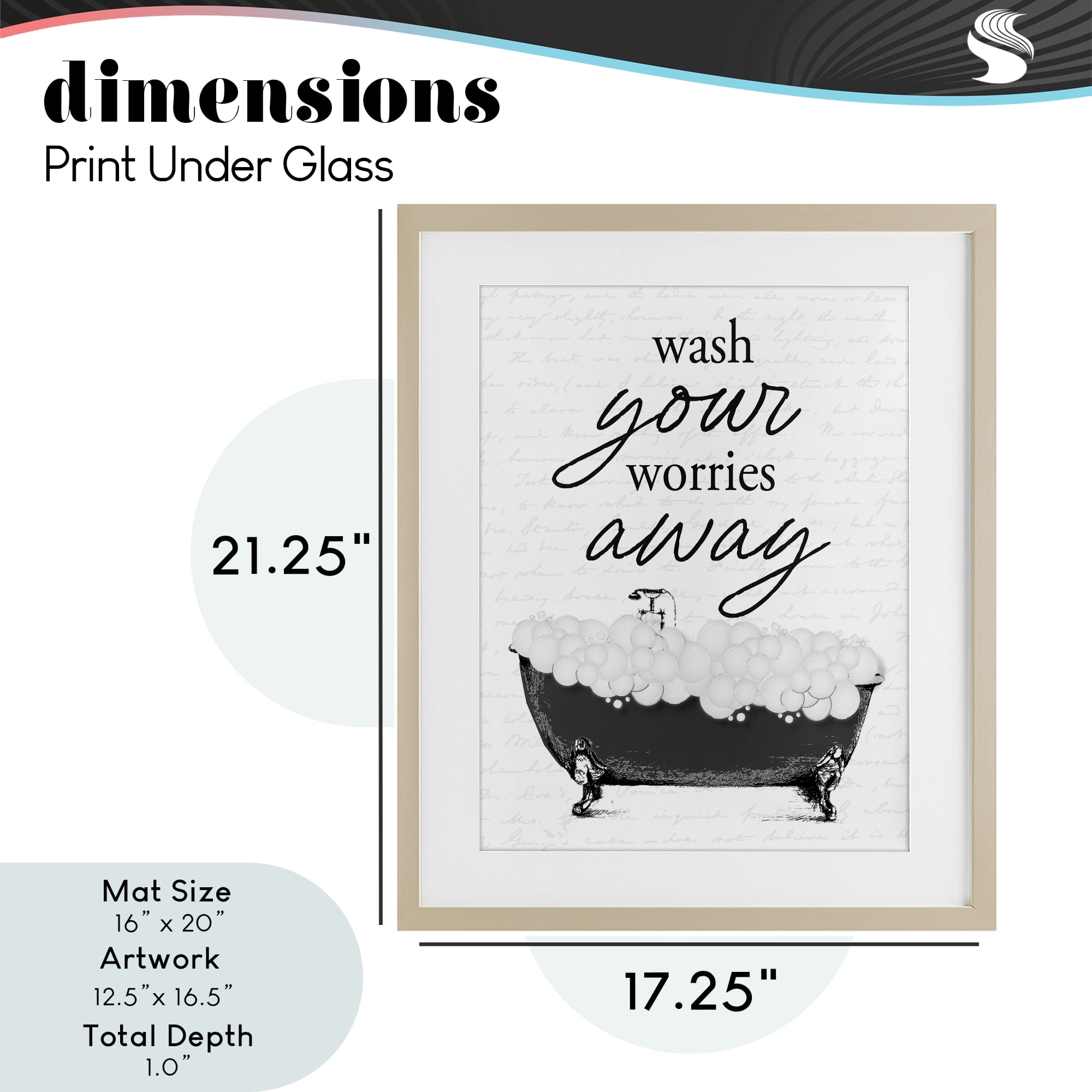 Bubble Bath Wash Worries Birch Framed Print Under Glass, design by Lettered and Lined