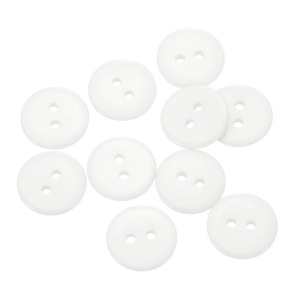 Uxcell 10Pcs Botón de costura de resina, 15mm Botones redondos de 2 agujeros para manualidades Blanco