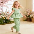 thumbnail image 2 of REDARER Toddler Girls Gingham 2-Piece Outfit, Flutter Sleeve Top & Pants Casual Summer Set,2-3 Years, 2 of 5