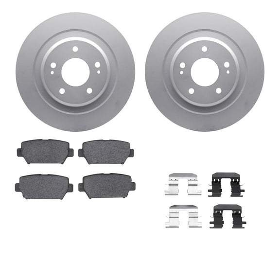 Dynamic Friction Company Rear Geospec Brake Rotors with 5000 Advanced Brake Pads includes Hardware 4512-72085