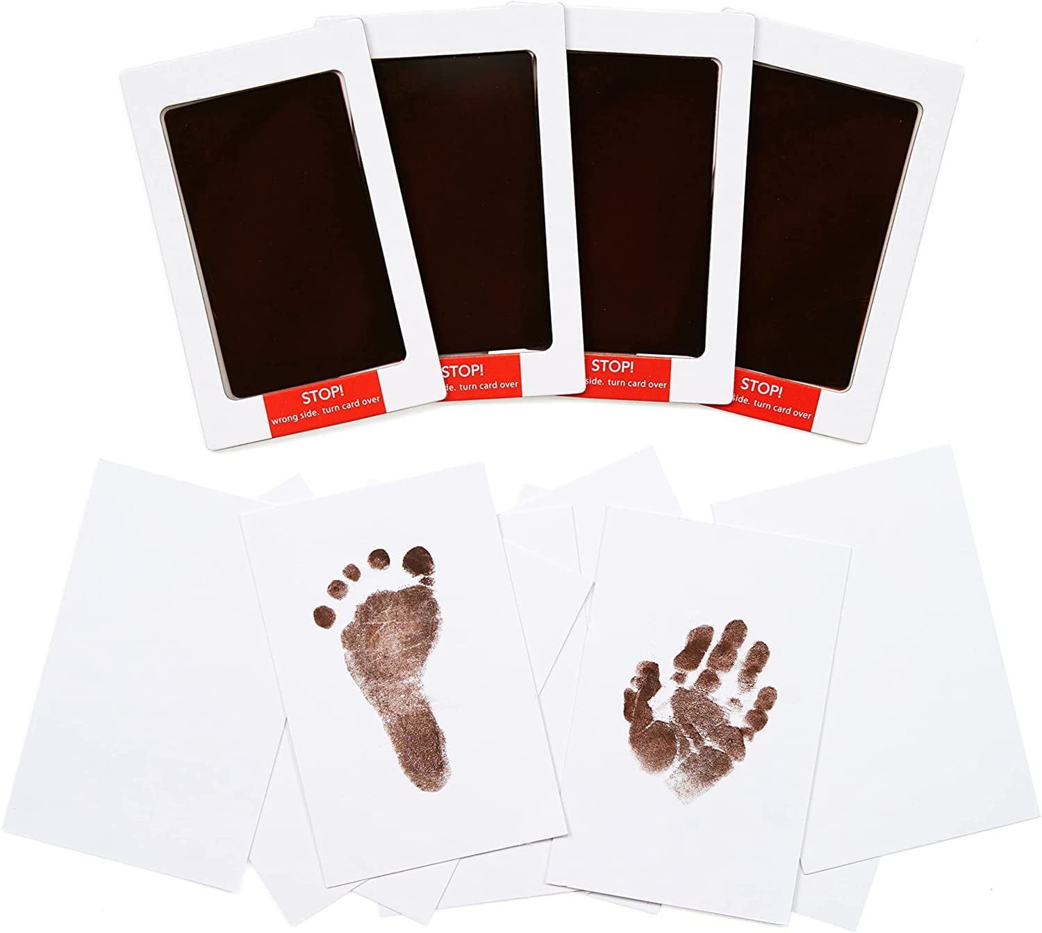 Baby Handprint and Footprint Kit, Clean Touch Ink Pads, Inkless, Brown, Set  of 4 