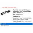 thumbnail image 2 of Front Right Passenger Side Bumper Grille Insert - Black - Compatible with 2007 - 2009 Audi Q7 2008, 2 of 2