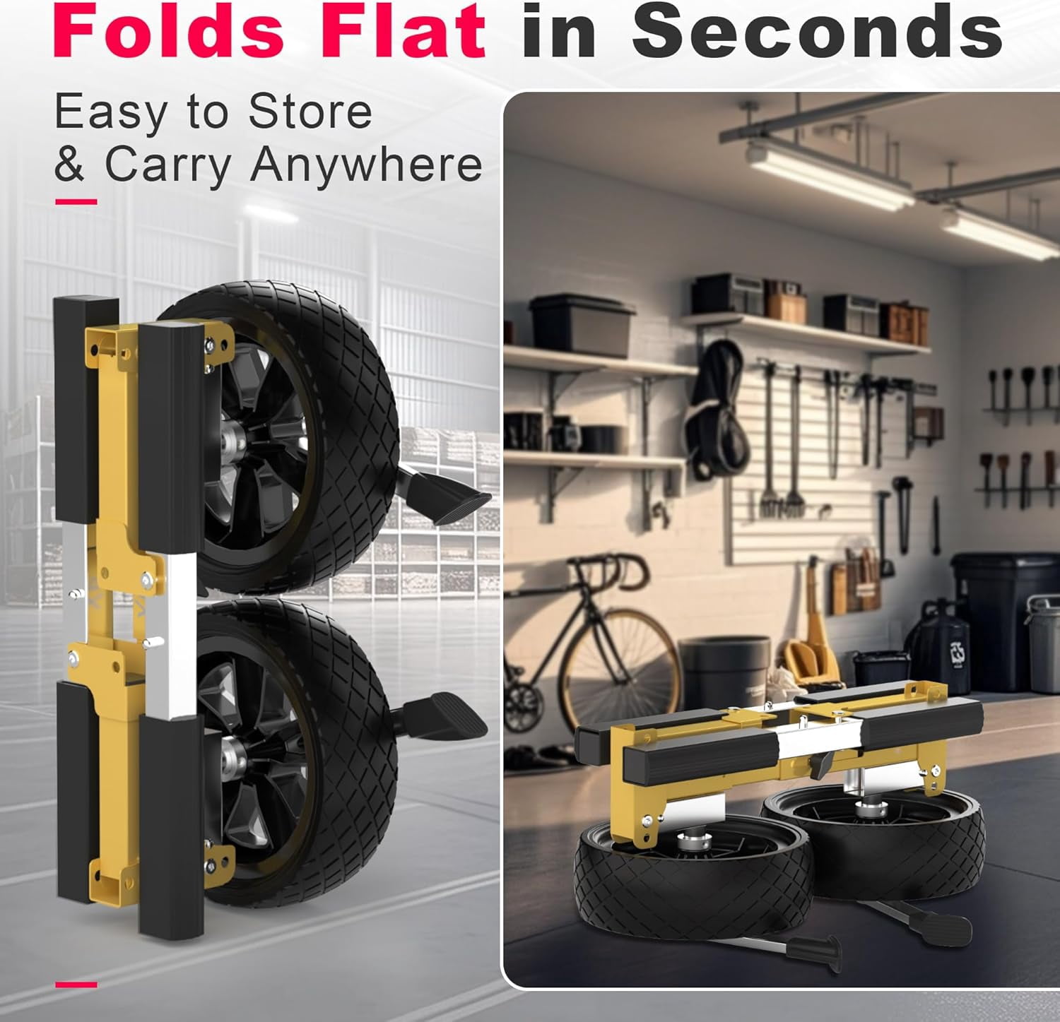 GanFindX Heavy Duty Kayak Cart | Canoe Trolley Carrier with Solid Foam Wheels & Upright Crossbar | Kayak Accessories Transport Dolly