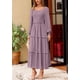 thumbnail image 3 of Vestido largo PRETTYGARDEN para mujer, primavera, manga larga, gris y morado, 3 of 9