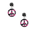 thumbnail image 2 of Delight Jewelry Silvertone Large Hot Pink Tiger Print Peace Sign Black Crystal Clip on Earrings, 2 of 5
