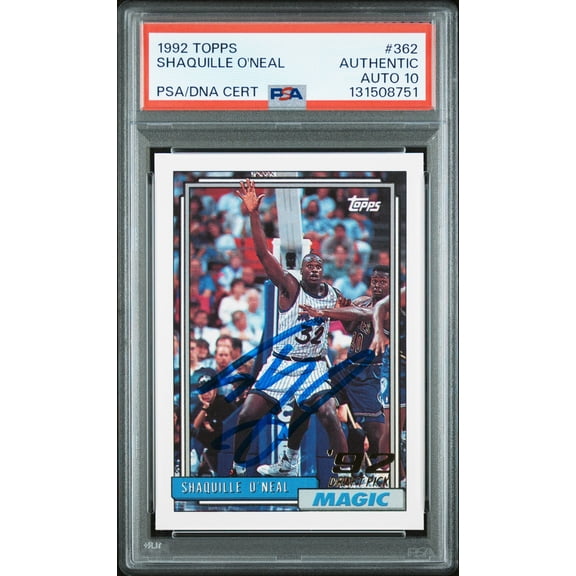 Graded 1992-93 Topps Shaquille O'Neal #362 Rookie RC Basketball Card PSA 10 Auto Grade Gem Mint