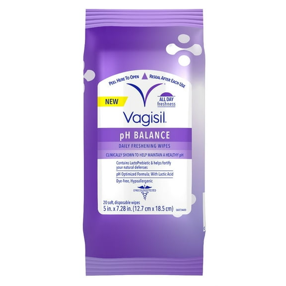 Vagisil Daily Freshening Wipes Ph Balance 20 Count (Pack of 6)
