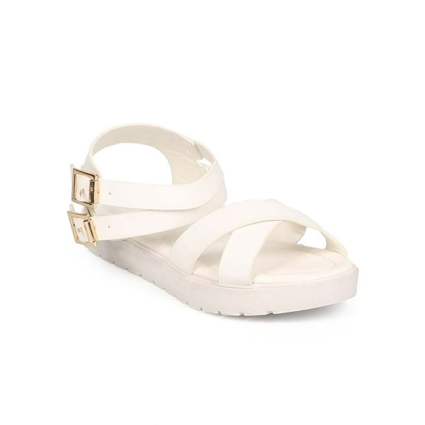 Link - Link Aimee-96K Girl Leatherette Open Toe Criss Cross Lug Sole Gladiator Sandal - Walmart