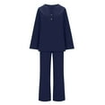 thumbnail image 3 of Two Piece Plus Size Sets for Women Fall Two Piece Solid Color Cotton And Linen Loose Casual Suit, 3 of 5