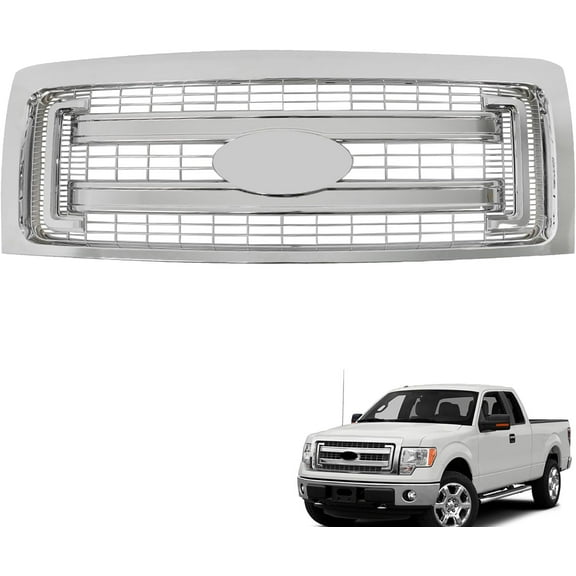 LABLT Front Radiator Grille Bright Chrome DL3Z-8200-DACP Replacement for 2009-2014 F-150
