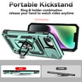 thumbnail image 4 of Dteck Case with Tempered Glass Screen Protector for iPhone 16e ,Shockproof TPU+PC with Slide Camera Cover Built-in 360° Rotate Ring Kickstand Magnetic Shockproof Back Cover,Darkgreen, 4 of 9