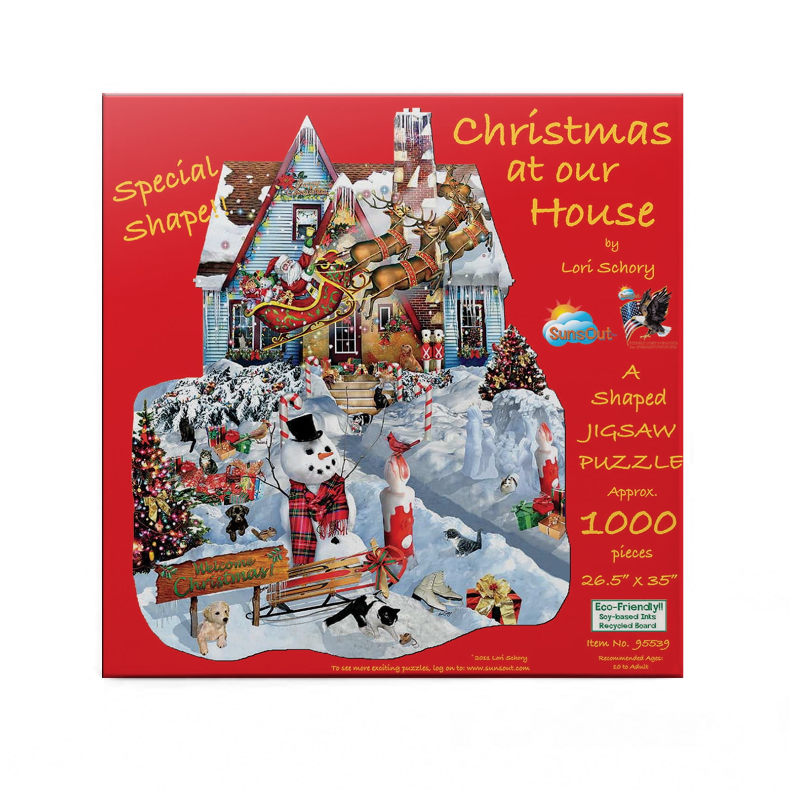 SUNSOUT INC - Christmas at Our House - 1000 pc Special Shape Jigsaw Puzzle by Artist: Lori Schory - Finished Size 26.5" x 35" Christmas - MPN# 95539