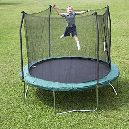 Skywalker Trampolines SWTC100G 10-Foot Round Compact Outdoor Backyard Trampoline with Safety Enclosure Net for Kids and Adults, Green