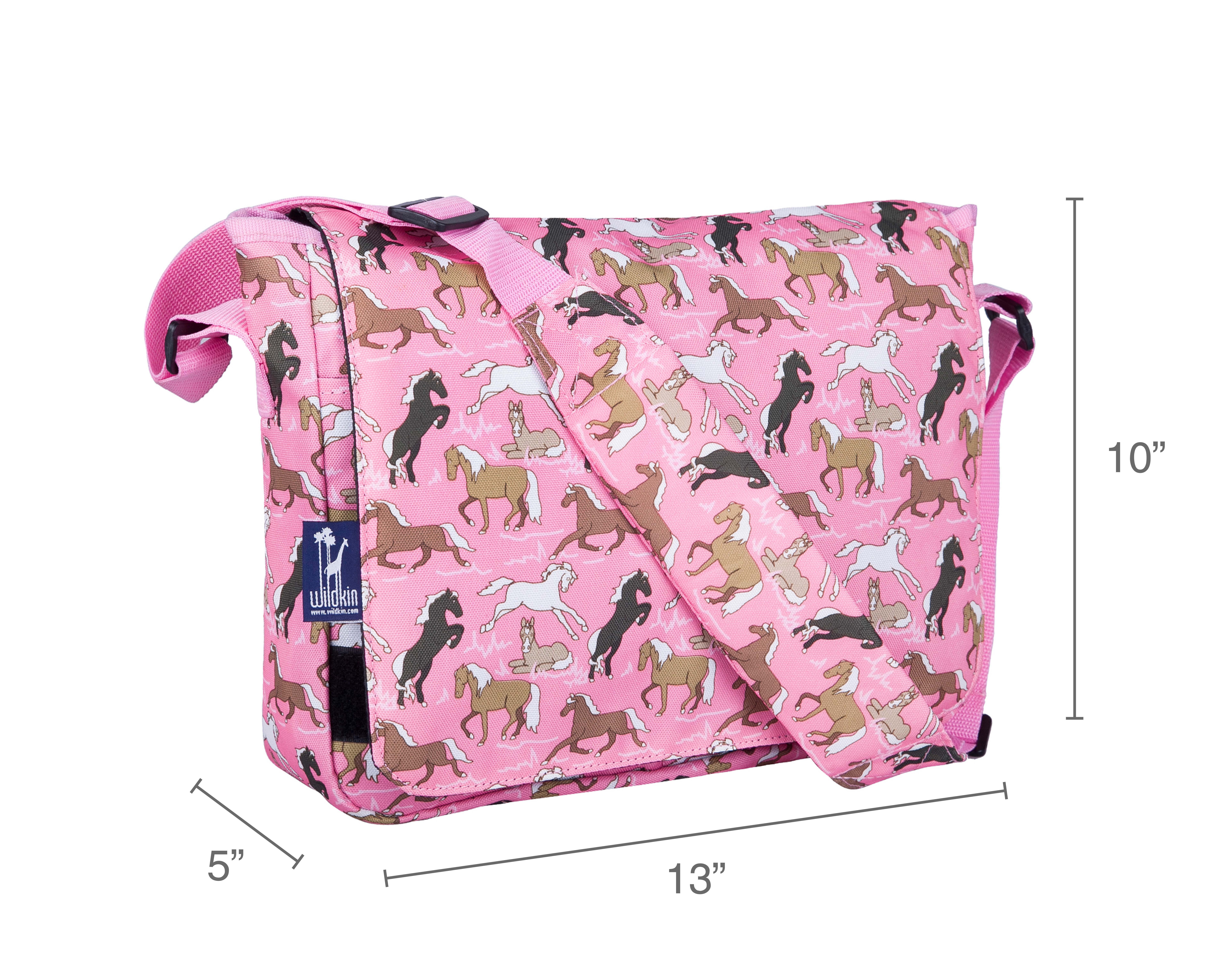 Wildkin Kids Messenger Bag, Perfect for School or Travel, 13 Inch (Horses in Pink) - image 5 of 7