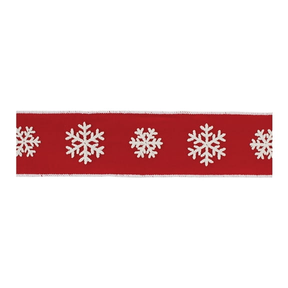 Melrose Snowflake Wired Craft Ribbon - 4" x 5 Yards - Red and White