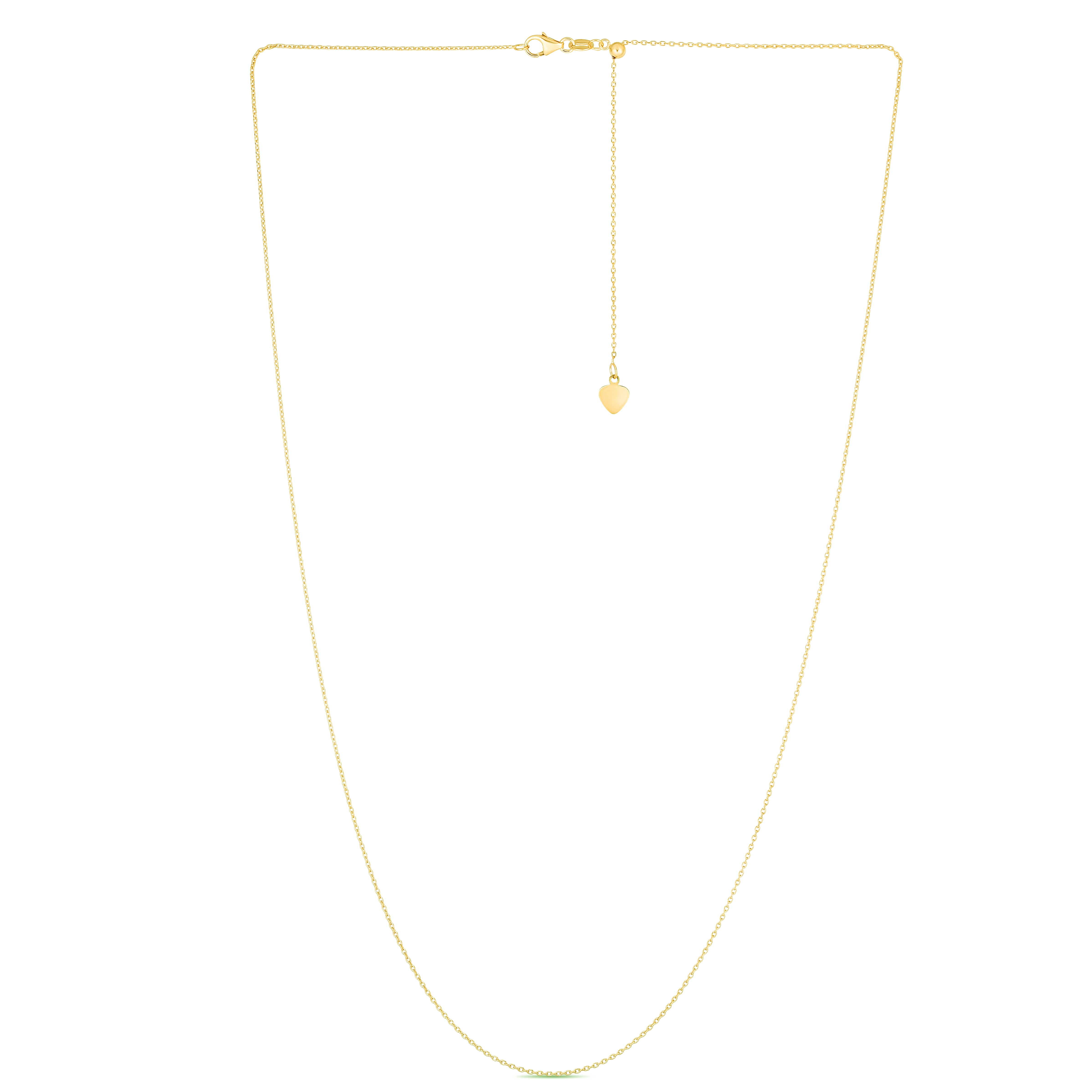 14K Yellow Gold 22in 1mm Adjustable Cable Chain with Lobster Clasp