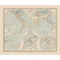 thumbnail image 2 of Stieler 17x15 Gold Ornate Wood Framed with Double Matting Museum Art Print Titled - Land Water Distribution Earth - Stieler 1885, 2 of 4