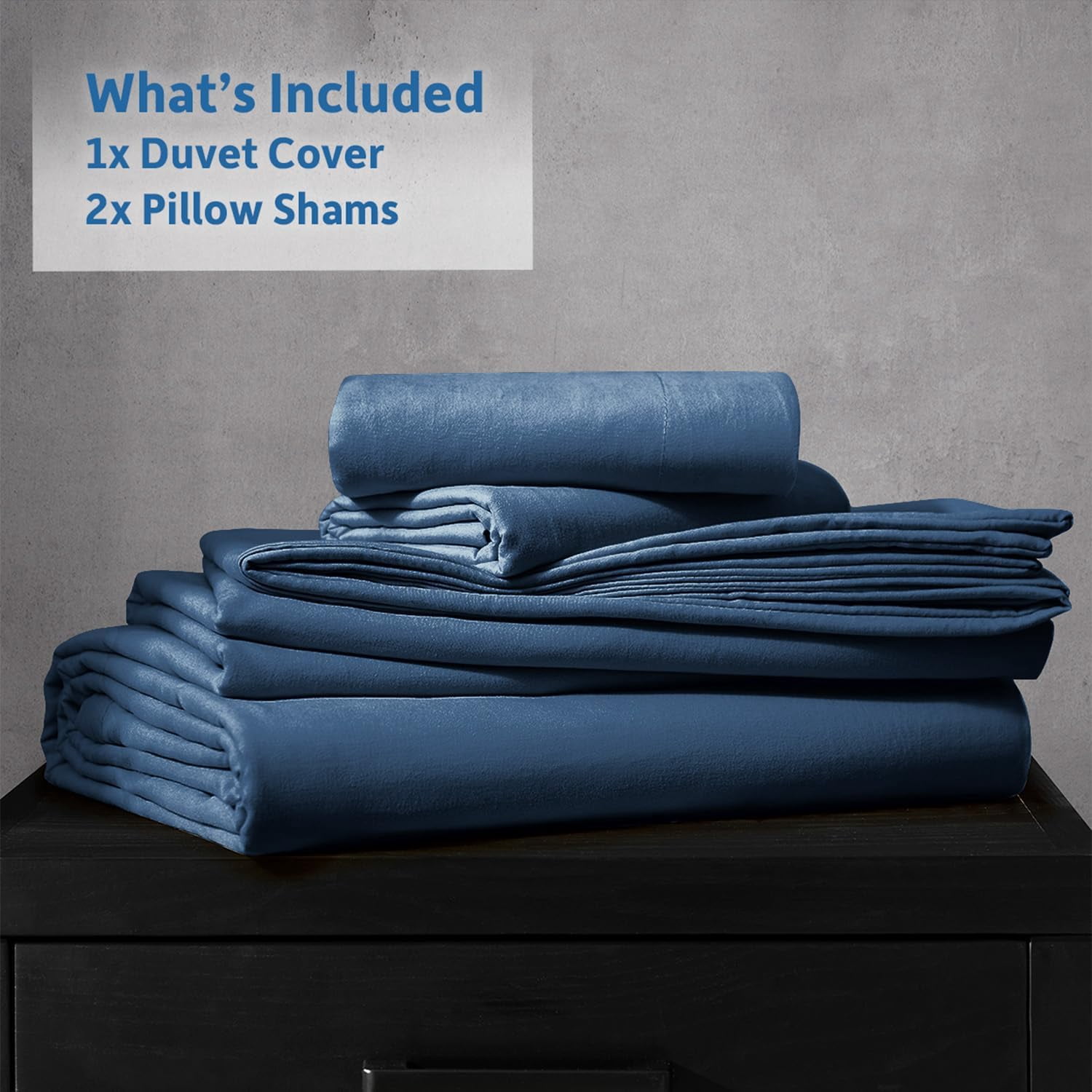LammaLoe Duvet Cover California King Size, Soft Prewashed 3-Piece Duvet Cover Bedding Set with Pillow Shams, Navy