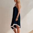 thumbnail image 6 of Zynoxe Womens Midi Dresses Cotton Linen Lace Spaghetti Strap Asymmetrical Hem Summer Dresses Casual Peasant Gauze Vacation Beach Dresses Navy 2XL, 6 of 7