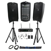 FENDER PASSPORT EVENT 8" Bluetooth Speakers+Dual Wireless Headset Mics+Stands