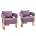 thumbnail image 2 of TS Modern decorative chair, living room side chair with gold metal legs, no wheels, suitable for dressing area, reception room, office,Teddy fleece upholstered metal foot sofas 2PCS Lilac, 2 of 11