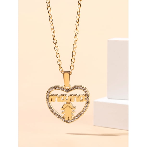 Xiao Hua Ideas de regalos para el Día de la Madre: collar para mamá, regalos para mamá de parte de su hijo, regalos para mamá, regalos para la abuela, regalo para el Día de la Madre (oro)