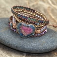 thumbnail image 3 of ZUARFY Natural Heart Stones 3 Strands Wrap Bracelets Hematite GemBead Leather Bracelet, 3 of 8