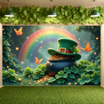 thumbnail image 5 of Green Theme St. Patrick's Day Banner Rainbow Pattern Rainbow Backdrop Clover Design Gold Coin Accent Leprechaun Display for St. Patrick's Day Party Celebration Festival Decoration, 5 of 9