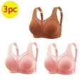 thumbnail image 2 of Tumotour Full Coverage Bras For Women Adjustable Straps Wireless Non-Steel Ring Push Up Breathable Basic Bralette Underwear Plus Size Back Buckle Soild Color Soft Comfortable Underwear 3Pcs, 2 of 9