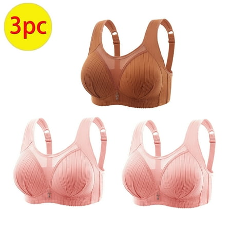 TrendVibe365 No Underwire Bras for Women Multipack Mesh No Underwire Push up Bralettes Padded Adjustable Strap Corset Bra Full Coverage Crop Cami Top Comfort Shapewear Brown M