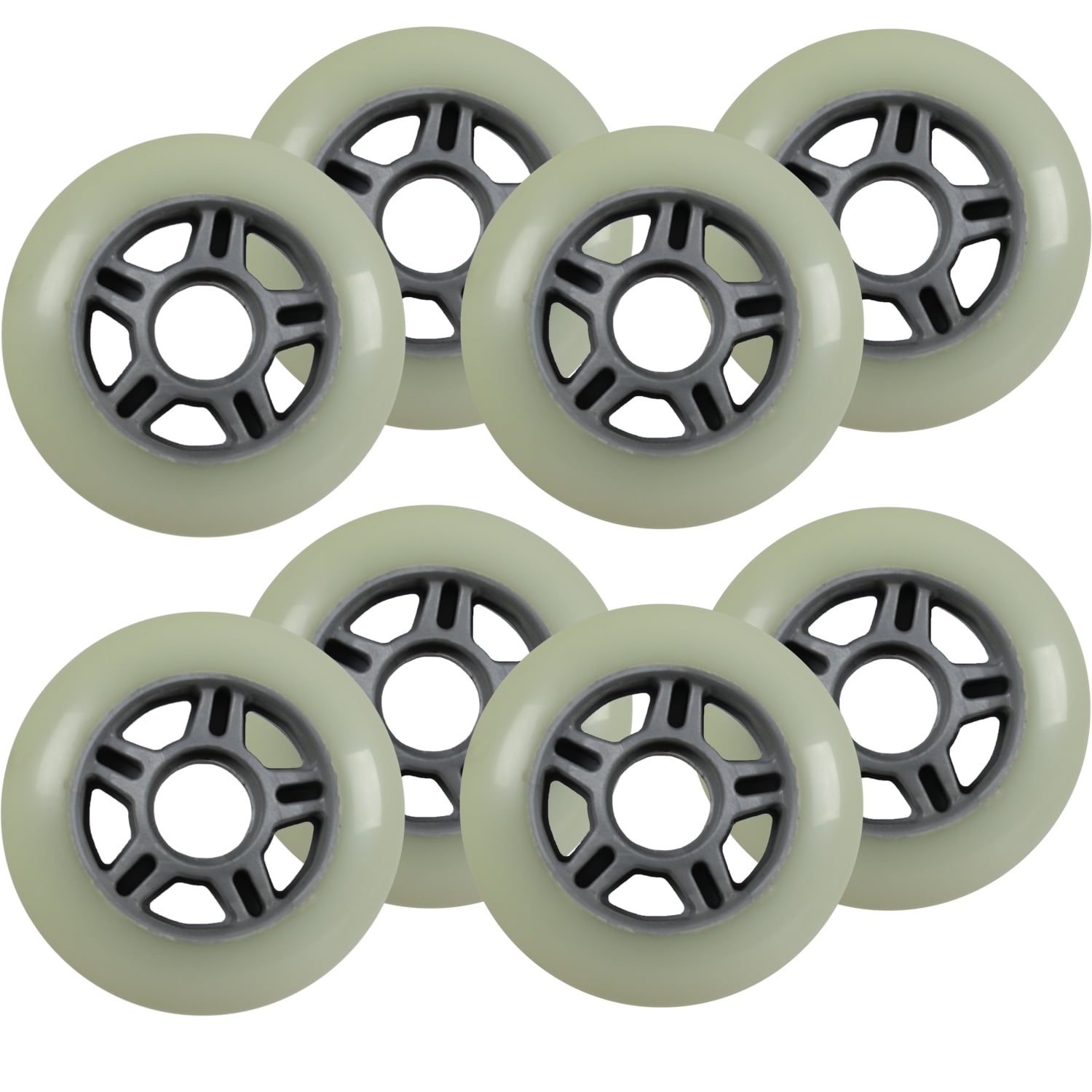 Inline Skate Replacement Wheels 80mm 83A Grey/White 8 Pack