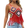 thumbnail image 2 of Haivin Women's Crochet Color Block Tank Top with Fringe, Casual Sleeveless Blouse for Summer, Beach and Daily Wear, 2 of 5