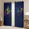 thumbnail image 2 of Homewish Music Theme Curtains Pack of 2 (42x84 Each),Colorful Musical Meldoy Curtains Blackout,Deep Blue Bedroom Curtains For Kids,Super Cozy Room Decor, 2 of 6