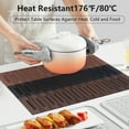 thumbnail image 6 of VCVCOO Placemats Set of 6, Wipeable Vinyl Plastic Woven Placemat, Washable Place Mats Durable Kitchen Dining Table Mats Brown Stripe, 12x18 inch, 6 of 10